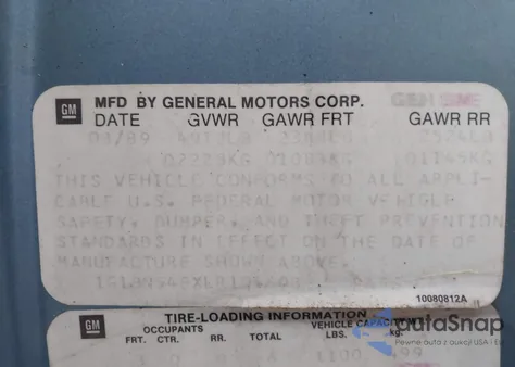 1990 Chevrolet Caprice Classic z USA, uszkodzony, nr VIN 1G1BN54EXLR104808